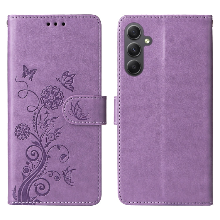 For Galaxy A34 5G Embossed Butterfly Flowers Leather Phone Case