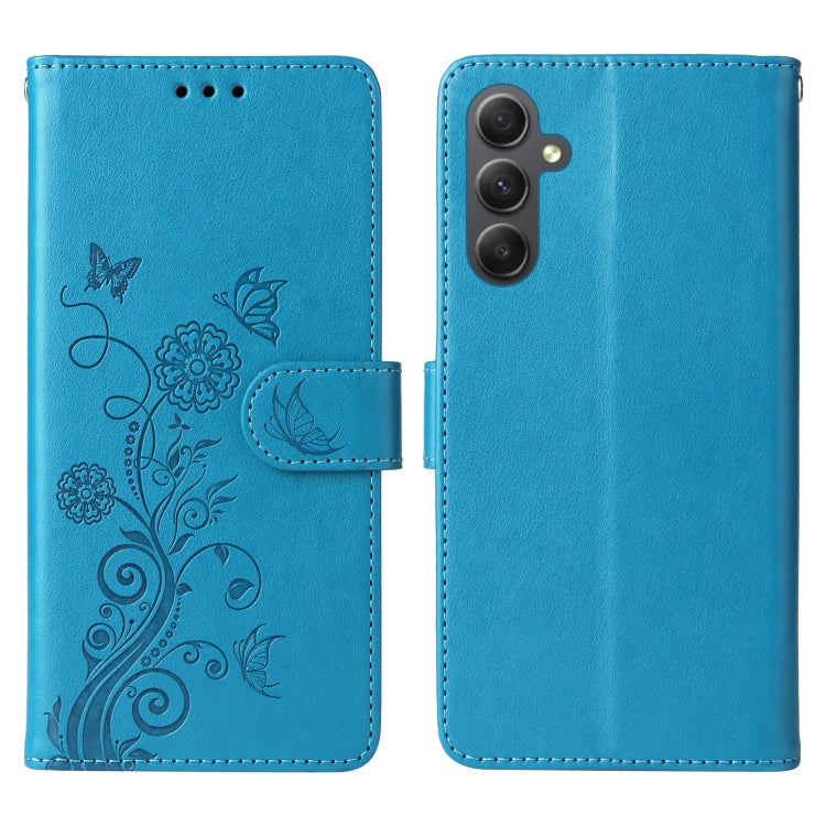 For Galaxy A34 5G Embossed Butterfly Flowers Leather Phone Case