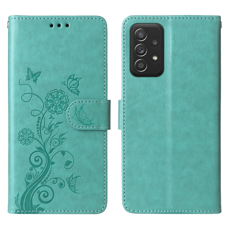 For Galaxy A52 4G / 5G Embossed Butterfly Flowers Leather Phone Case