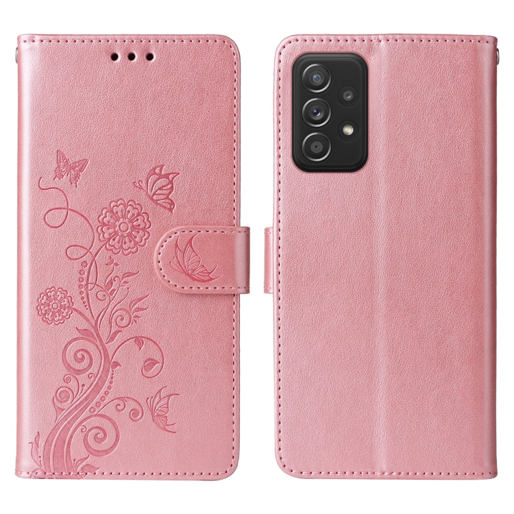 For Galaxy A52 4G / 5G Embossed Butterfly Flowers Leather Phone Case