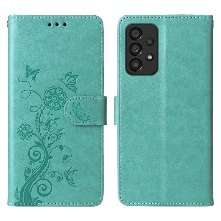 For Galaxy A53 5G Embossed Butterfly Flowers Leather Phone Case