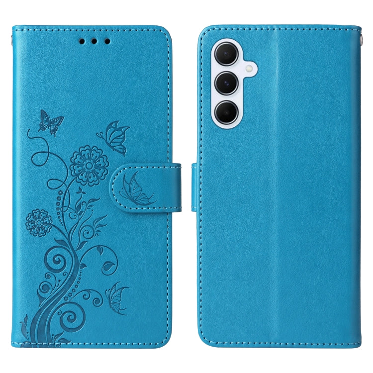For Galaxy A55 5G Embossed Butterfly Flowers Leather Phone Case