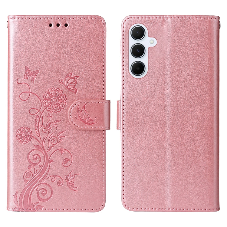 For Galaxy A55 5G Embossed Butterfly Flowers Leather Phone Case
