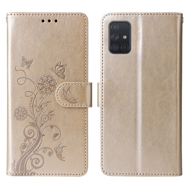 For Galaxy A71 4G Embossed Butterfly Flowers Leather Phone Case