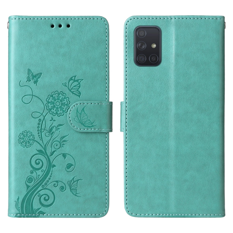 For Galaxy A71 4G Embossed Butterfly Flowers Leather Phone Case