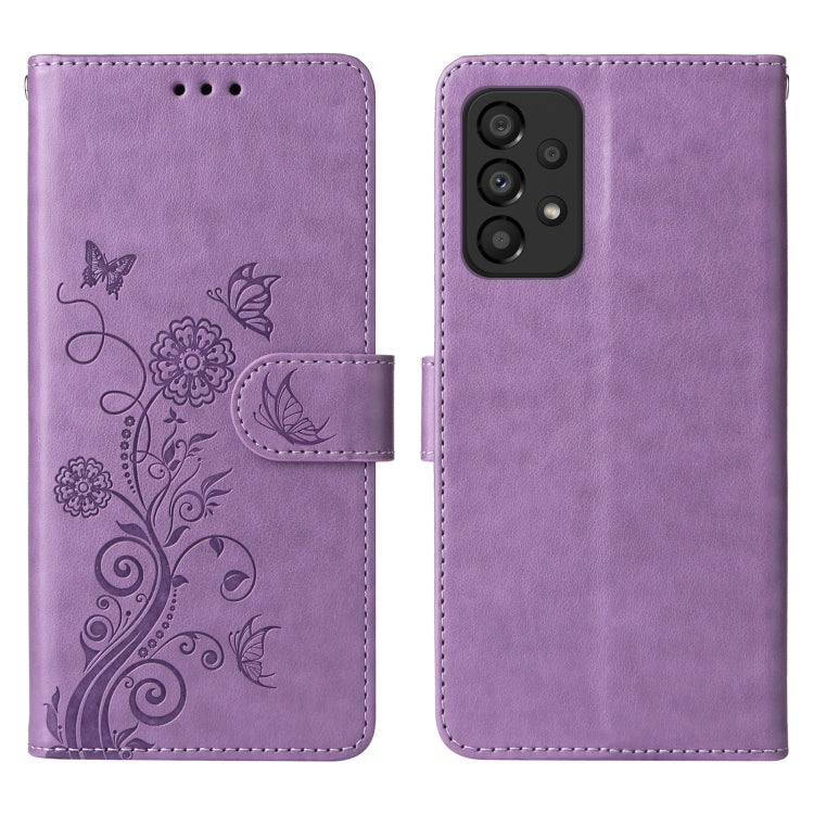 For Galaxy A73 5G Embossed Butterfly Flowers Leather Phone Case