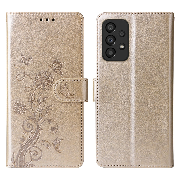 For Galaxy A73 5G Embossed Butterfly Flowers Leather Phone Case