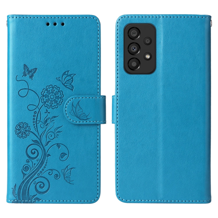 For Galaxy A73 5G Embossed Butterfly Flowers Leather Phone Case