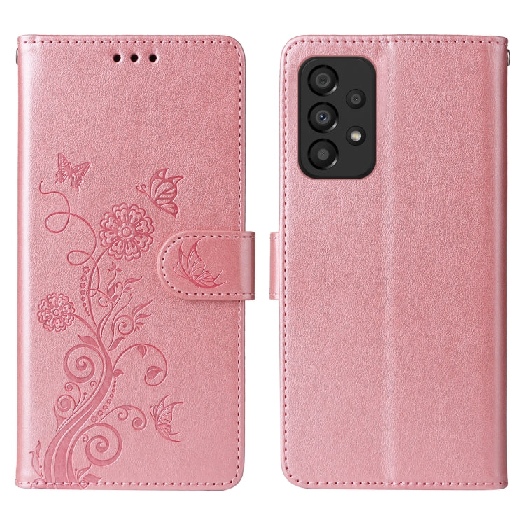 For Galaxy A73 5G Embossed Butterfly Flowers Leather Phone Case