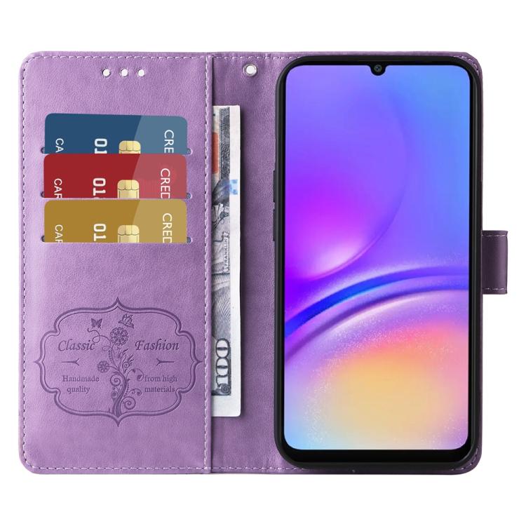For Galaxy A06 4G / 5G Embossed Butterfly Flowers Leather Phone Case
