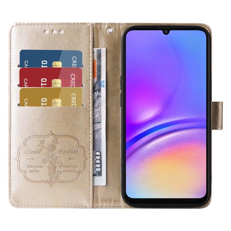 For Galaxy A06 4G / 5G Embossed Butterfly Flowers Leather Phone Case