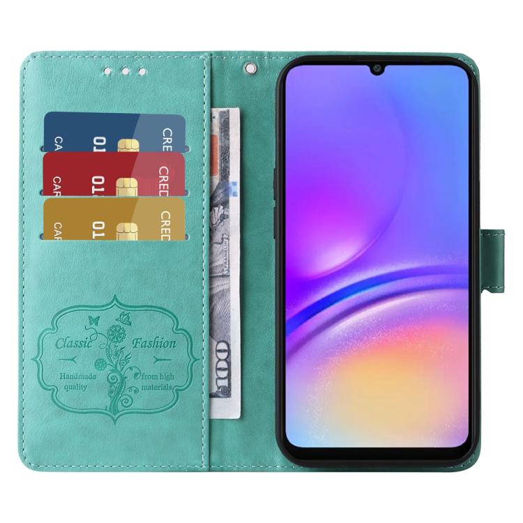 For Galaxy A06 4G / 5G Embossed Butterfly Flowers Leather Phone Case