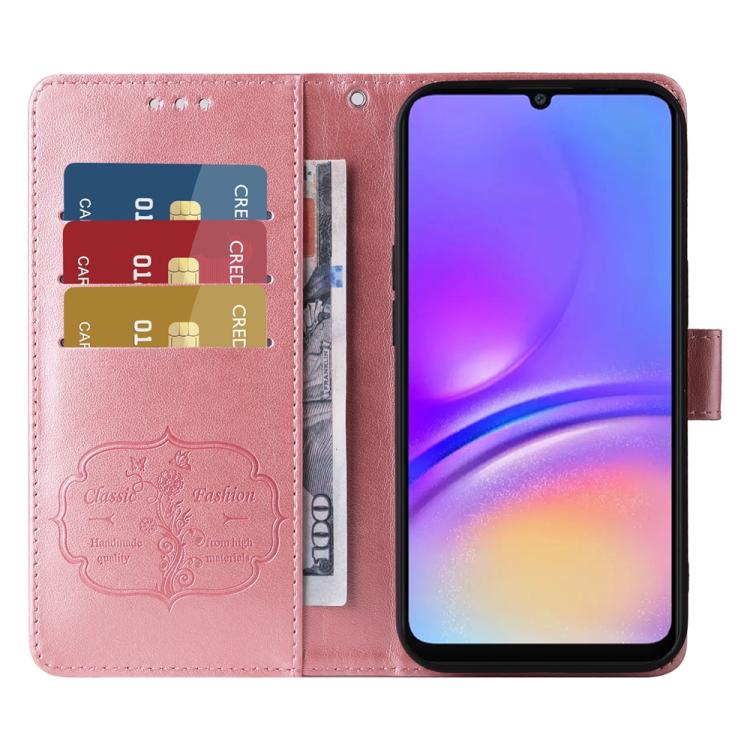 For Galaxy A06 4G / 5G Embossed Butterfly Flowers Leather Phone Case