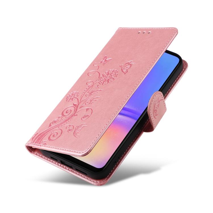 For Galaxy A06 4G / 5G Embossed Butterfly Flowers Leather Phone Case