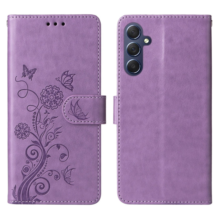 For Samsung Galaxy M34 5G / F34 5G Embossed Butterfly Flowers Leather Phone Case