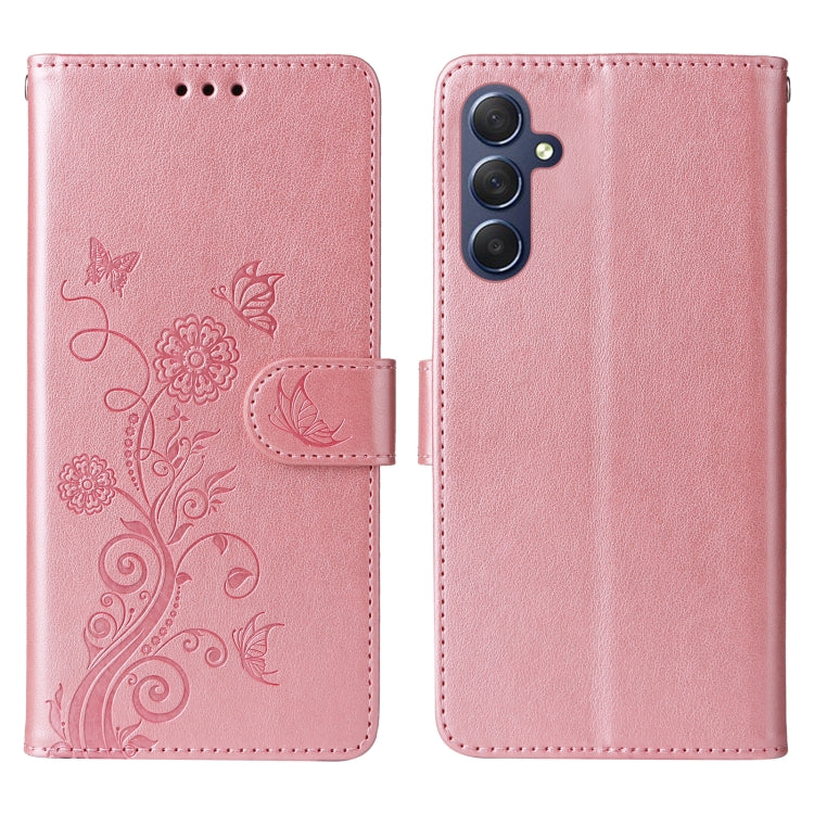 For Samsung Galaxy M54 5G Embossed Butterfly Flowers Leather Phone Case