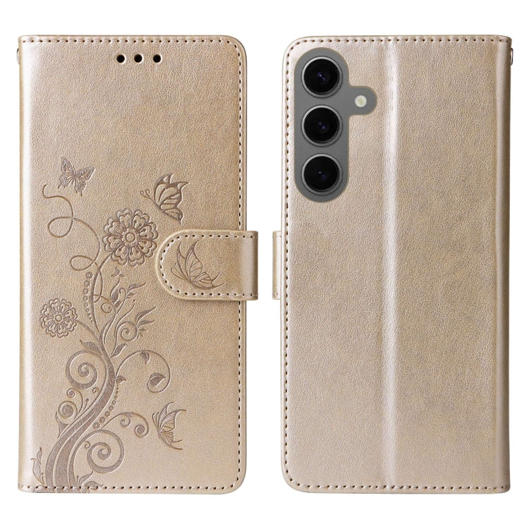 For Galaxy S24 5G Embossed Butterfly Flowers Leather Phone Case