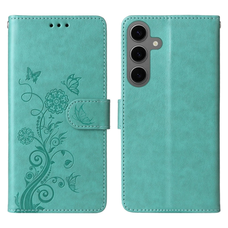 For Galaxy S24 5G Embossed Butterfly Flowers Leather Phone Case