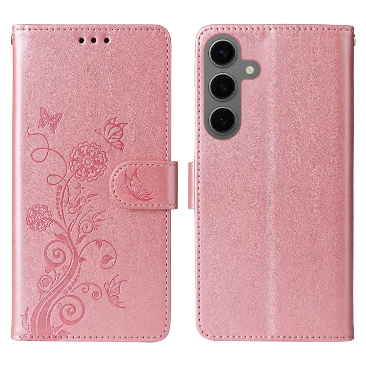 For Galaxy S24 5G Embossed Butterfly Flowers Leather Phone Case