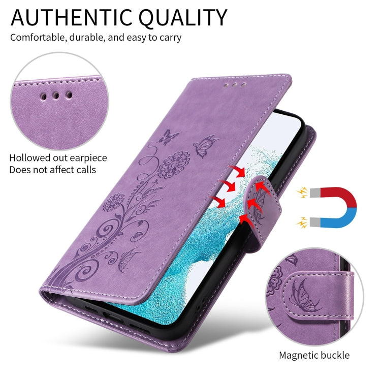 For Galaxy S24 FE 5G Embossed Butterfly Flowers Leather Phone Case