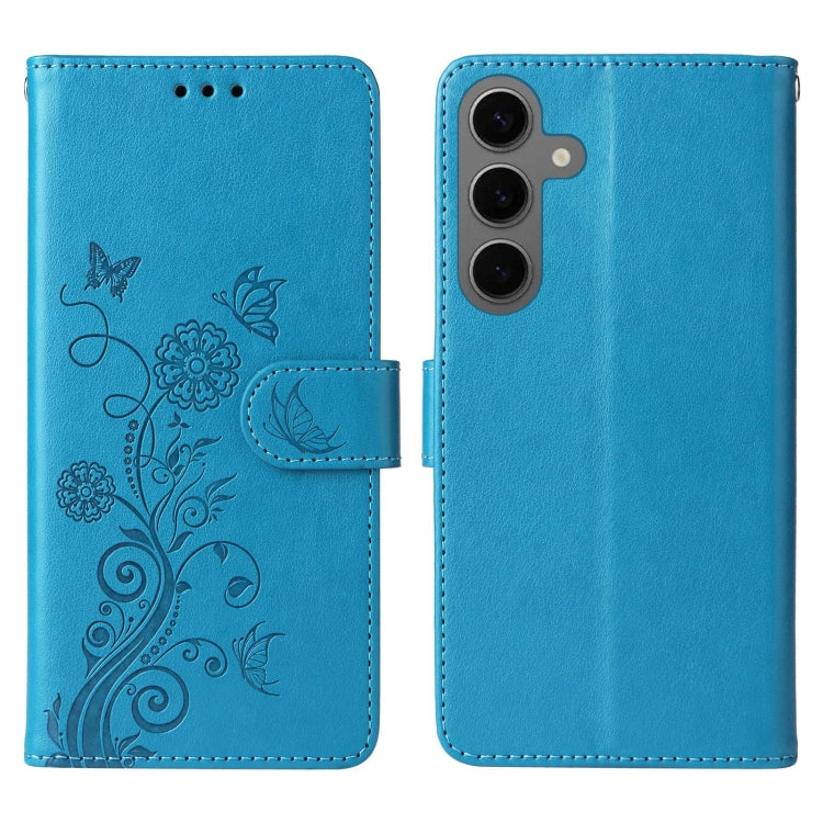 For Galaxy S24 FE 5G Embossed Butterfly Flowers Leather Phone Case