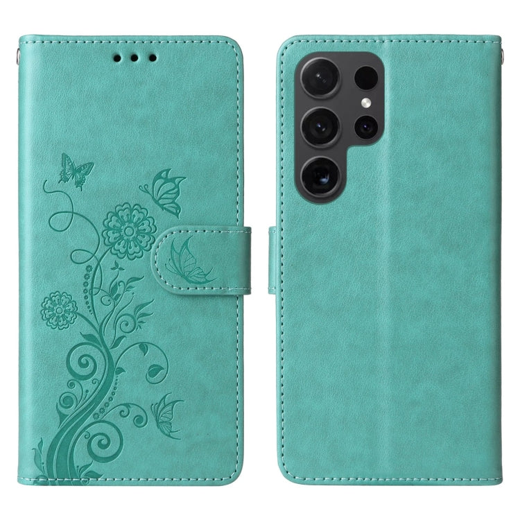 For Galaxy S23 Ultra 5G Embossed Butterfly Flowers Leather Phone Case