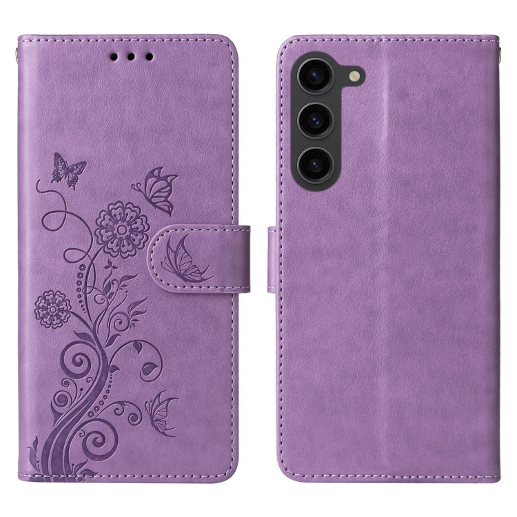 For Galaxy S23 5G Embossed Butterfly Flowers Leather Phone Case