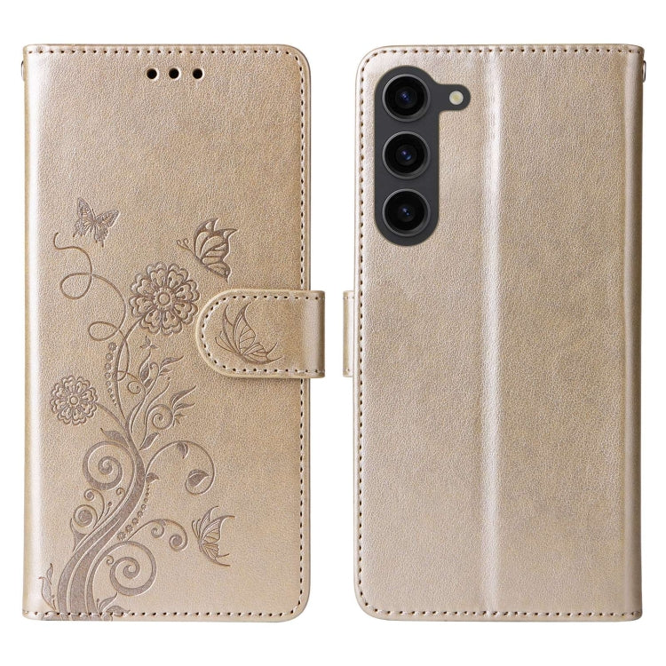 For Galaxy S23 5G Embossed Butterfly Flowers Leather Phone Case