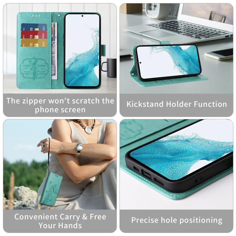 For Galaxy S23 5G Embossed Butterfly Flowers Leather Phone Case