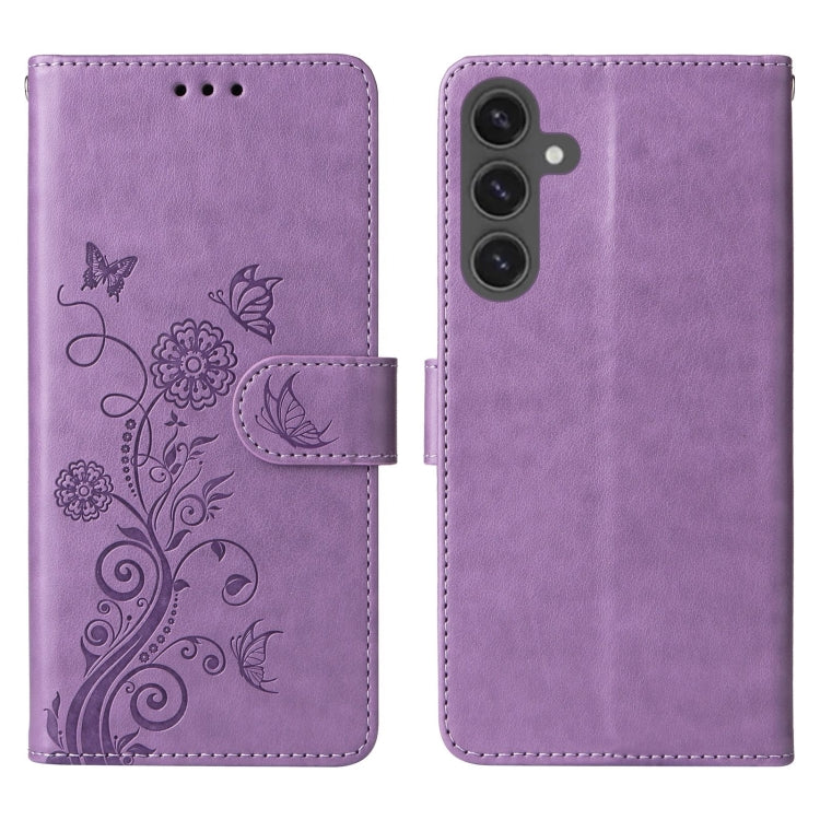 For Galaxy S23 FE 5G Embossed Butterfly Flowers Leather Phone Case