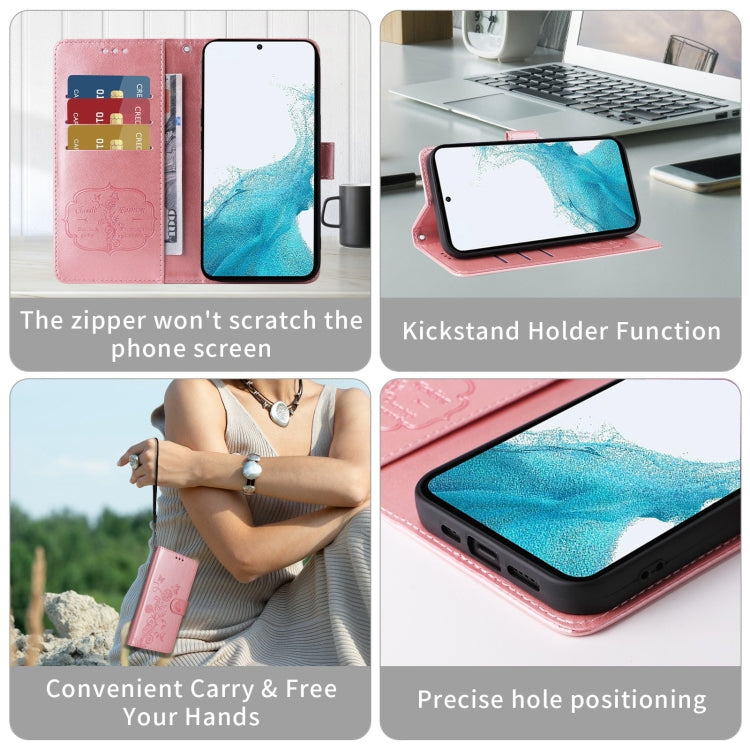 For Galaxy S22+ 5G Embossed Butterfly Flowers Leather Phone Case