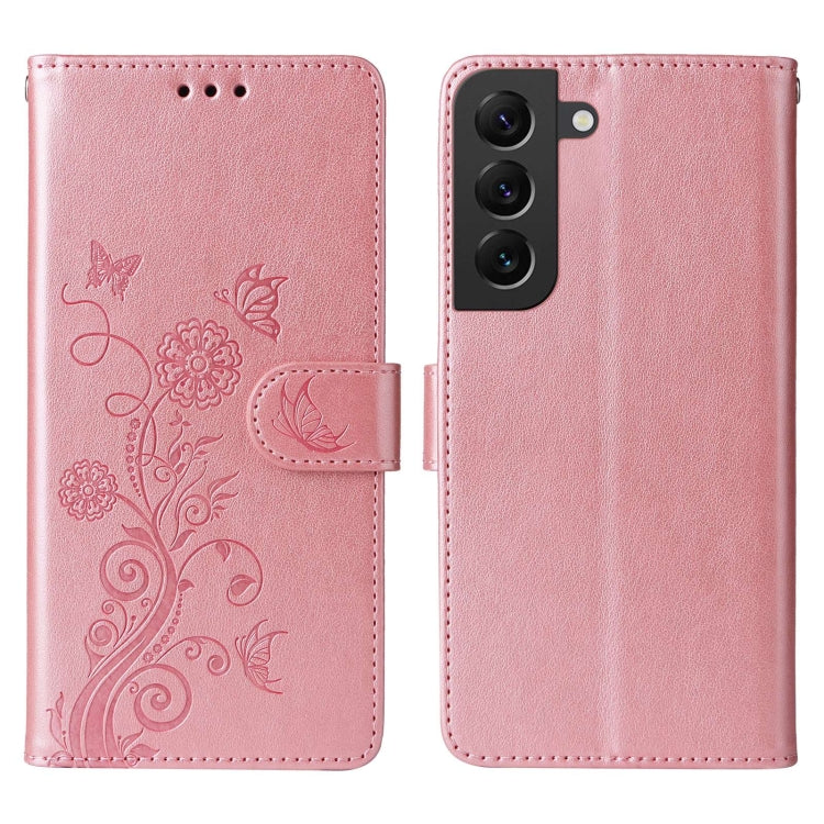 For Galaxy S21 5G Embossed Butterfly Flowers Leather Phone Case