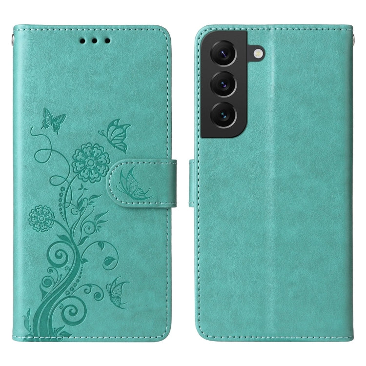 For Galaxy S21 FE 5G Embossed Butterfly Flowers Leather Phone Case