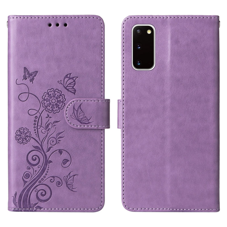 For Galaxy S20 Embossed Butterfly Flowers Leather Phone Case