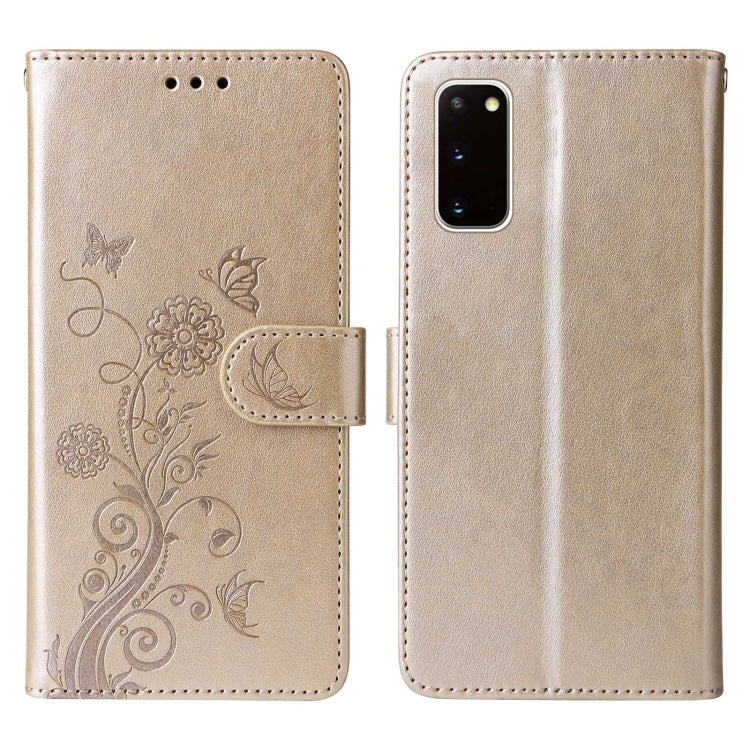 For Galaxy S20 Embossed Butterfly Flowers Leather Phone Case