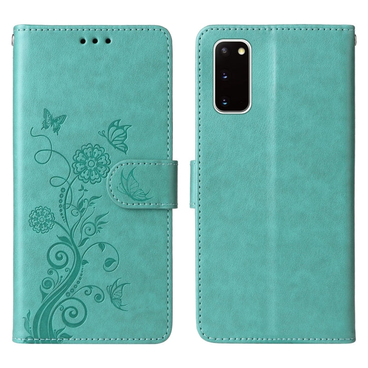 For Galaxy S20 Embossed Butterfly Flowers Leather Phone Case