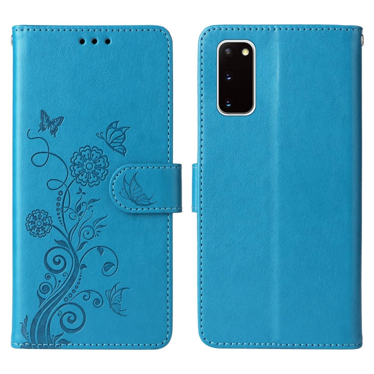 For Galaxy S20 Embossed Butterfly Flowers Leather Phone Case