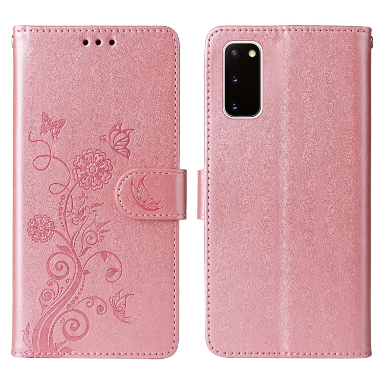 For Galaxy S20 Embossed Butterfly Flowers Leather Phone Case