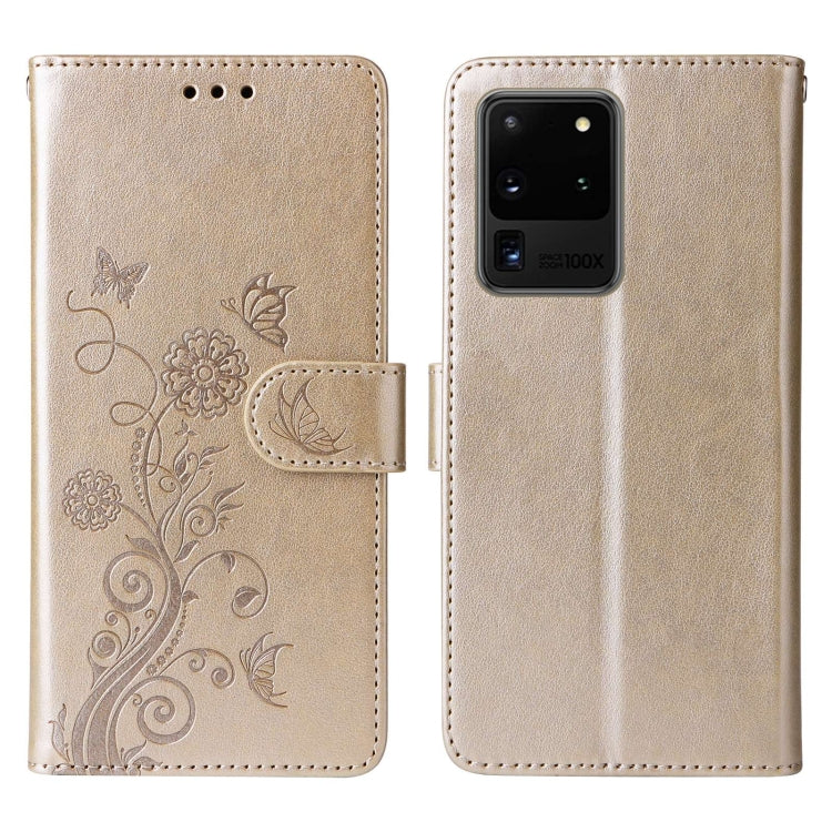 For Galaxy S20 Ultra Embossed Butterfly Flowers Leather Phone Case