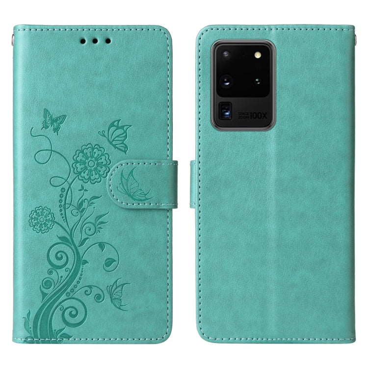 For Galaxy S20 Ultra Embossed Butterfly Flowers Leather Phone Case