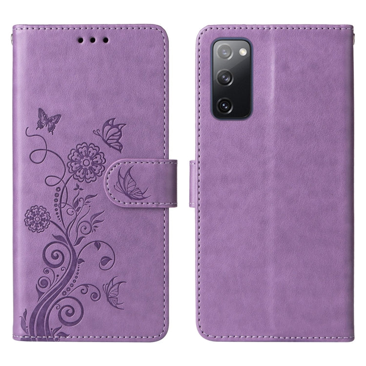 For Galaxy S20 FE Embossed Butterfly Flowers Leather Phone Case