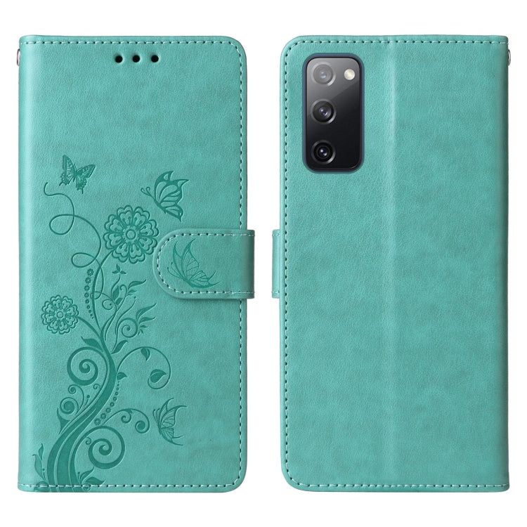 For Galaxy S20 FE Embossed Butterfly Flowers Leather Phone Case