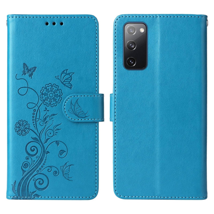 For Galaxy S20 FE Embossed Butterfly Flowers Leather Phone Case