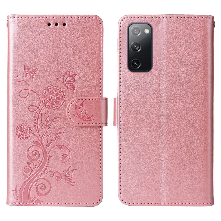 For Galaxy S20 FE Embossed Butterfly Flowers Leather Phone Case