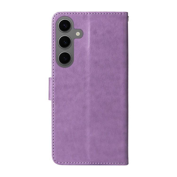 For Galaxy S25 5G Embossed Butterfly Flowers Leather Phone Case
