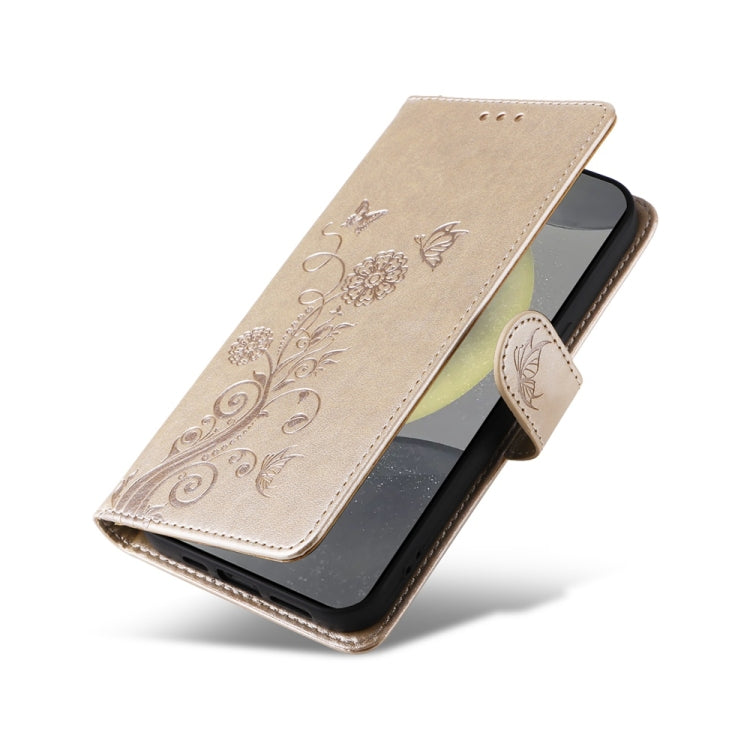 For Galaxy S25 5G Embossed Butterfly Flowers Leather Phone Case