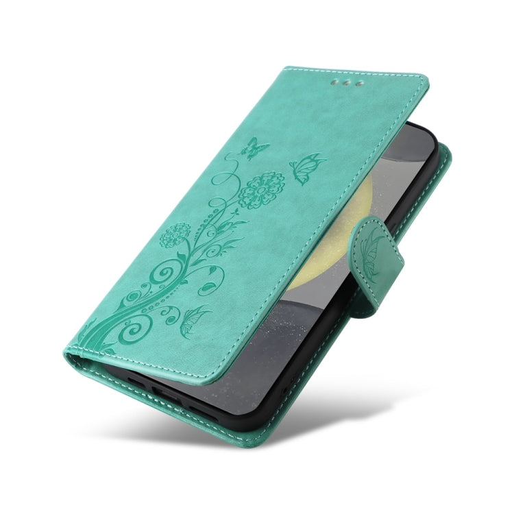 For Galaxy S25 5G Embossed Butterfly Flowers Leather Phone Case