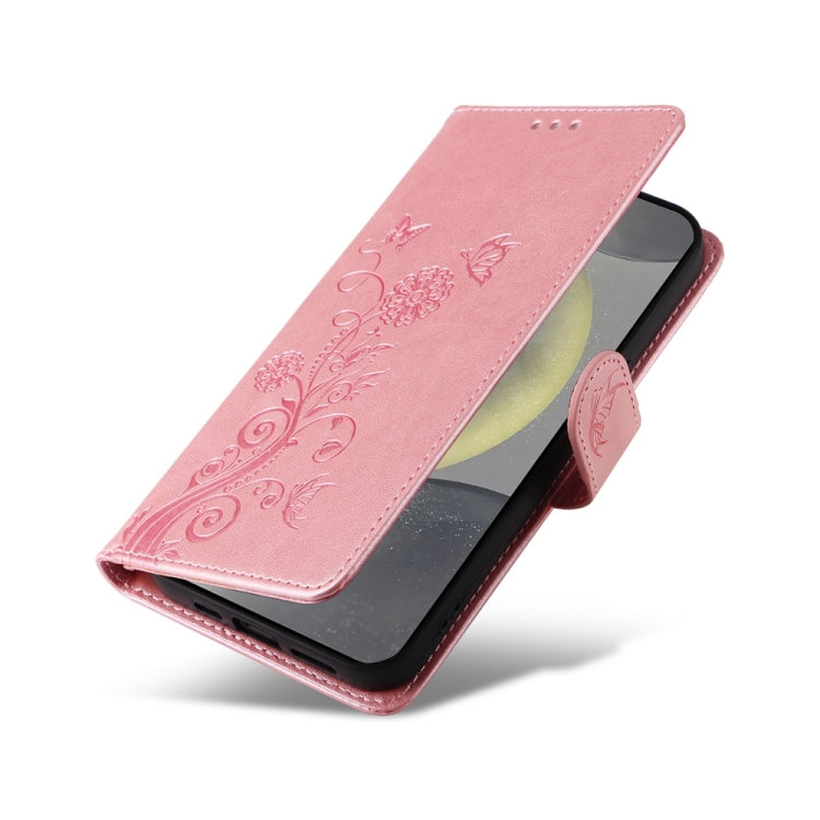 For Galaxy S25 5G Embossed Butterfly Flowers Leather Phone Case