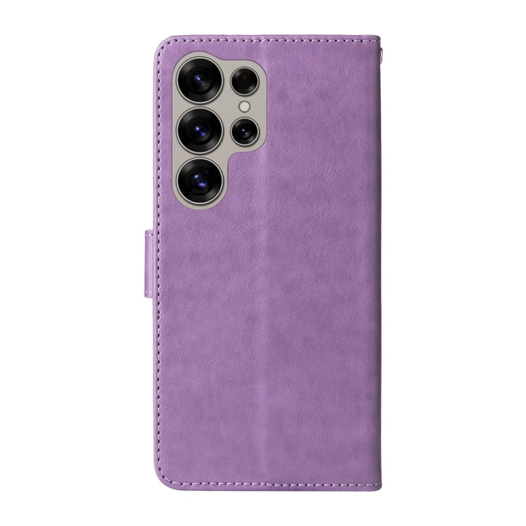 For Galaxy S25 Ultra 5G Embossed Butterfly Flowers Leather Phone Case