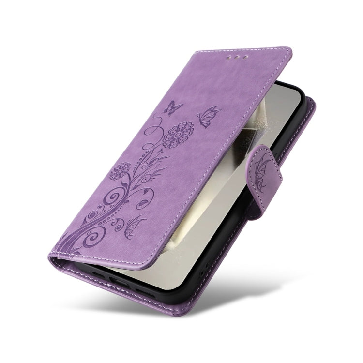 For Galaxy S25 Ultra 5G Embossed Butterfly Flowers Leather Phone Case